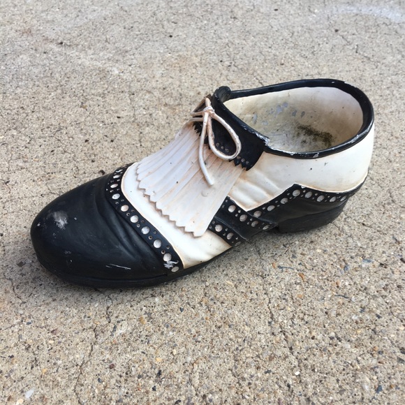 Vintage Black & White Porcelain Golf saddle Shoe - Picture 7 of 8